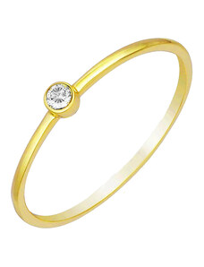 JT Χειροποίητο ασημένιο χρυσο δαχτυλίδι μονόπετρο με ζιργκόν