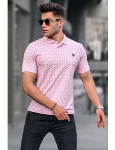 Madmext Pink Patterned Polo Neck T-Shirt 5889