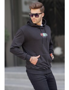 Madmext Black Men's Hoodie with Embroidery Sweatshirt 6145