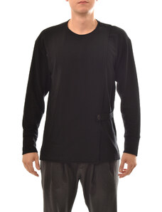 Indeed Relaxed Fit Button Detailed Cut Sweatshirt-Black