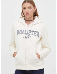 Μπλούζα Hollister Co. χρώμα: μπεζ, με κουκούλα