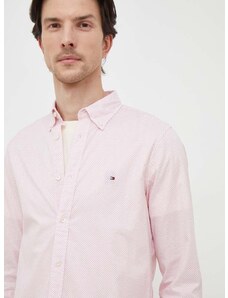 Βαμβακερό πουκάμισο Tommy Hilfiger ανδρικό, χρώμα: κόκκινο
