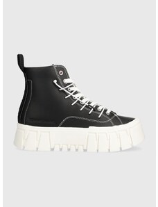 Δερμάτινα ελαφριά παπούτσια Tommy Jeans TJW PLATFORM MC χρώμα: μαύρο, EN0EN02498