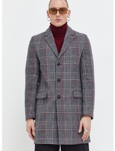 Μάλλινο παλτό HUGO χρώμα: γκρι