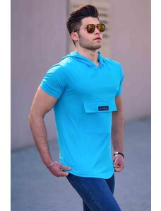 Madmext Blue Men's Hooded T-Shirt 4611