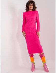 Fashionhunters Fuchsia fitted knit dress