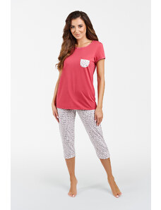 Italian Fashion Women's pyjamas Abella bis, short sleeves, 3/4 legs - raspberry/print