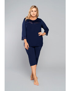 Italian Fashion Women's pyjamas Izyda 3/4 sleeve, 3/4 legs - navy blue
