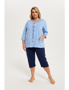 Italian Fashion Women's pyjamas Jomala 3/4 sleeve, 3/4 legs - print/navy blue