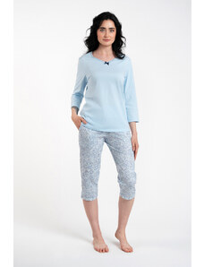 Italian Fashion Salli women's pyjamas 3/4 sleeve, 3/4 legs - blue/duk blue