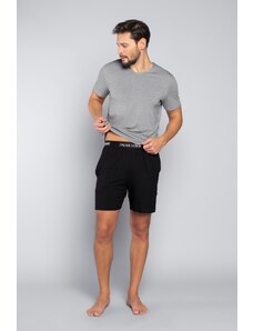 Italian Fashion Men's pyjamas Dallas, short sleeves, shorts - melange/black