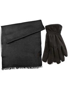 Ανδρικό σετ κασκόλ-γάντια Verde 12-1105 μαύρο