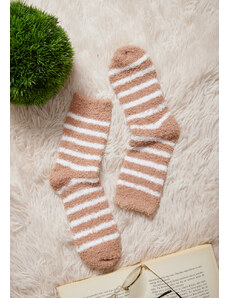 Comfort Κάλτσες γυναικείες φλις ριγέ - Καφέ