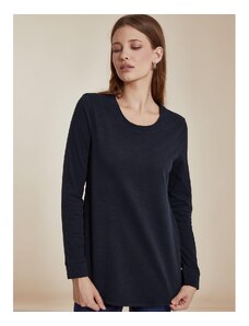 Celestino Βαμβακερή μπλούζα με καμπύλη στο τελείωμα midnight blue για Γυναίκα