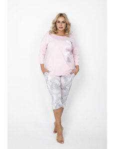 Italian Fashion Women's pajamas Dracaena 3/4 sleeve, 3/4 legs - pink/print