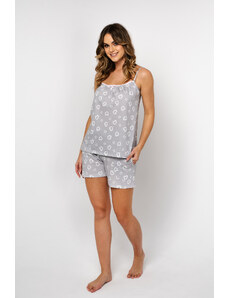 Italian Fashion Maribell women's pyjamas with narrow straps, shorts - print
