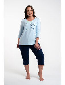 Italian Fashion Arietta women's pyjamas 3/4 sleeve, 3/4 legs - blue/navy blue