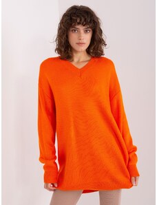 Fashionhunters Orange loose knitted dress