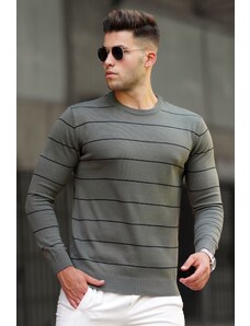 Madmext Khaki Striped Knitwear Sweater 5177