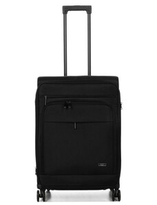 Μεσαία βαλίτσα Airtex από αδιάβροχο μαύρο ύφασμα με 4 ρόδες και αδιάρρηκτο φερμουάρ QFZR490 - 28262-01