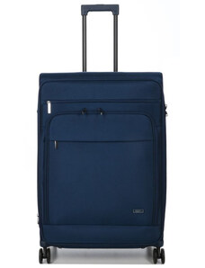 Μεγάλη βαλίτσα Airtex από αδιάβροχο μπλέ ύφασμα με 4 ρόδες και αδιάρρηκτο φερμουάρ FG6MX94 - 28263-03