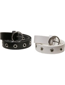 Urban Classics Accessoires Synthetic leather eyelet strap 2 packs black/white