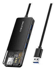 CABLETIME USB hub CT-HUBT2-PB, 4x θυρών, 5Gbps, USB σύνδεση, 1m, μαύρο
