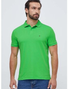 Βαμβακερό μπλουζάκι πόλο Tommy Hilfiger χρώμα: πράσινο