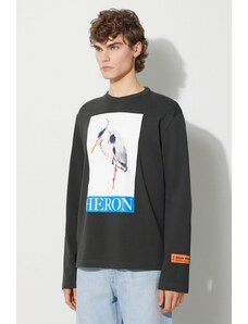 Βαμβακερή μπλούζα με μακριά μανίκια Heron Preston Heron Painted Ls Tee χρώμα: γκρι, HMAB026F23JER0021046 F3HMAB026F23JER0021046