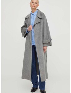 Μάλλινο παλτό Luisa Spagnoli χρώμα: γκρι
