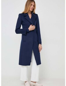 Μάλλινο παλτό Patrizia Pepe χρώμα: ναυτικό μπλε