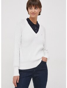 Βαμβακερό πουλόβερ Tommy Hilfiger χρώμα: άσπρο