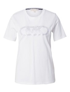 MICHAEL Michael Kors Μπλουζάκι 'RHINESTON' ασημί / λευκό