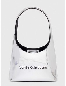 Τσάντα Calvin Klein Jeans χρώμα: ασημί