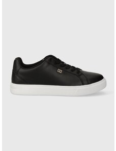 Δερμάτινα αθλητικά παπούτσια Tommy Hilfiger ESSENTIAL COURT SNEAKER χρώμα: μαύρο, FW0FW07686