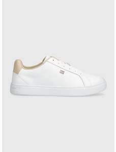Δερμάτινα αθλητικά παπούτσια Tommy Hilfiger ESSENTIAL COURT SNEAKER χρώμα: άσπρο, FW0FW07686