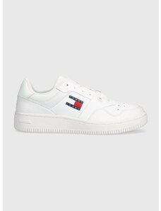 Δερμάτινα αθλητικά παπούτσια Tommy Jeans TJM RETRO BASKET ESS χρώμα: άσπρο, EM0EM01395
