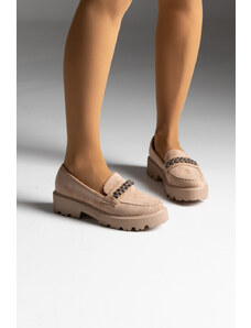 LOVEFASHIONPOINT Chunky Loafers Γυναικεία Χακί Suede