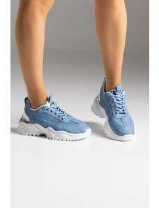 LOVEFASHIONPOINT Sneakers Γυναικεία Μπλε με Υφή Τζιν
