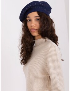 Fashionhunters Navy blue women's beret with rhinestones