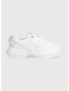 Δερμάτινα αθλητικά παπούτσια Tommy Hilfiger TECH HEEL RUNNER χρώμα: άσπρο, FW0FW07701