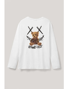 UnitedKind Stand Out Teddy, Long Sleeve Μπλούζα σε λευκό χρώμα