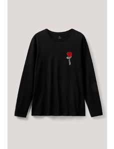UnitedKind Hustle Rose, Long Sleeve Μπλούζα σε μαύρο χρώμα