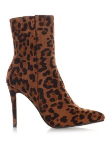 Famous Shoes Μποτάκια με Λεπτό Τακούνι Animal Print Famous