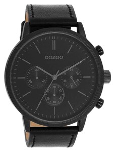 OOZOO Timepieces - C11203, Black case with Black Leather Strap