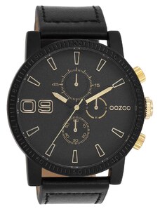 OOZOO Timepieces - C11212, Black case with Black Leather Strap