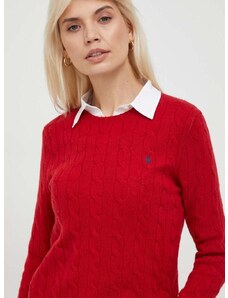 Μάλλινο πουλόβερ Polo Ralph Lauren γυναικεία, χρώμα: κόκκινο