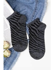 Lapop Χαμηλές κάλτσες με σχέδιο ζέβρα ανθρακί