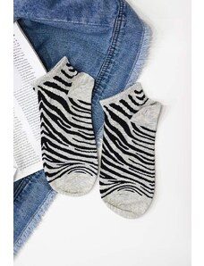Lapop Χαμηλές κάλτσες με σχέδιο ζέβρα γκρι
