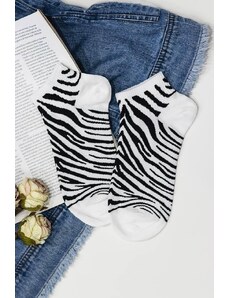 Lapop Χαμηλές κάλτσες με σχέδιο ζέβρα λευκές